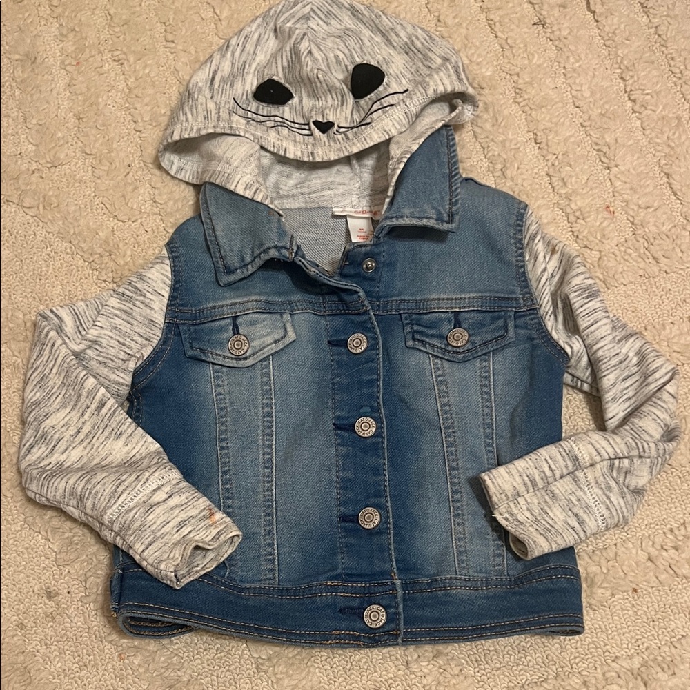 Cat & Jack Denim Jacket with Gray Cat Hood